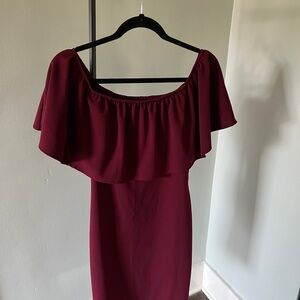 Burgundy Off-Shoulder Dress